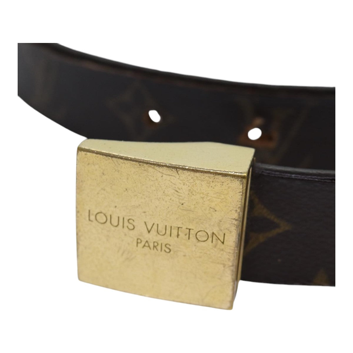 LOUIS VUITTON Monogram Ceinture Care Belt 48.4"" Gold M6800Y LV Auth bs17455