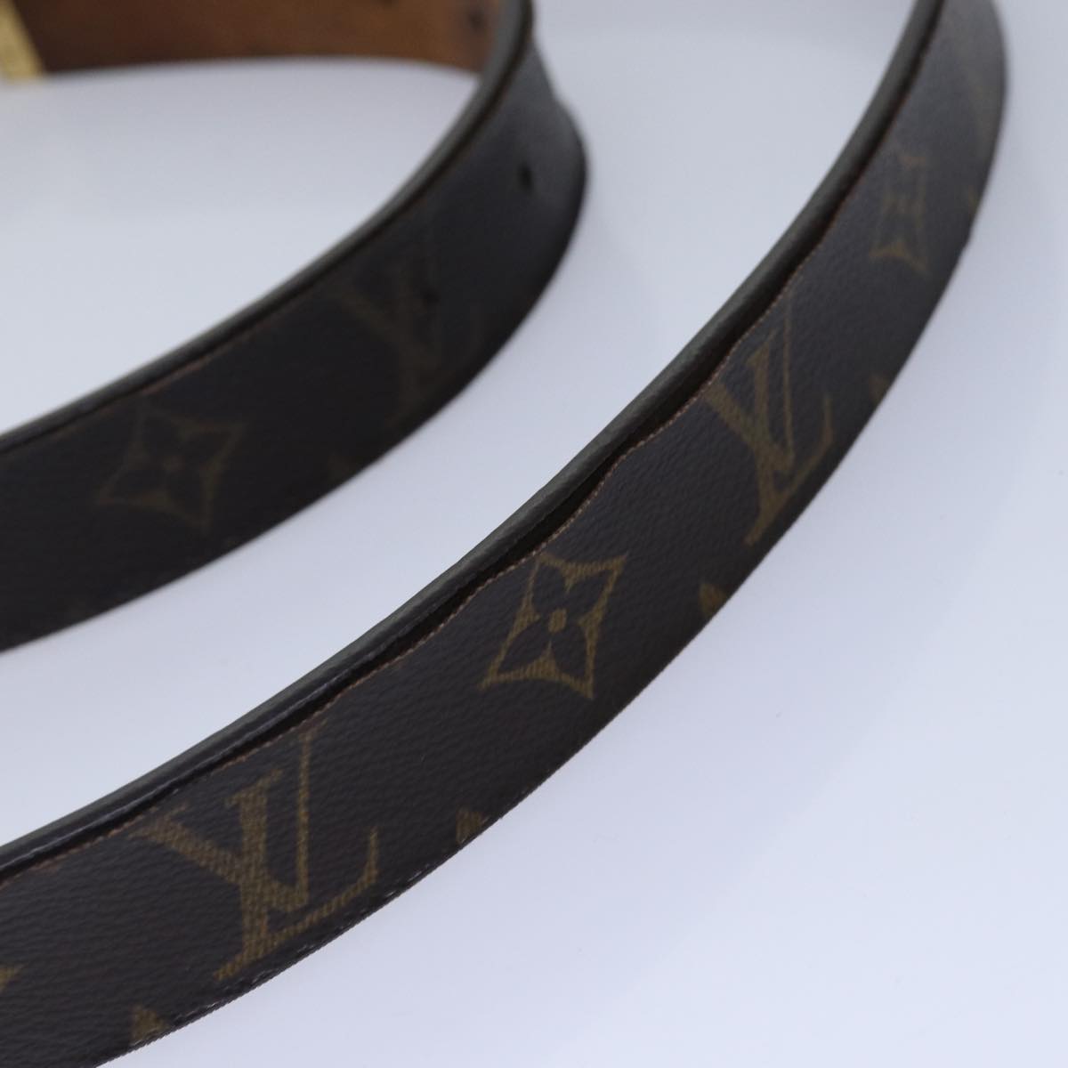 LOUIS VUITTON Monogram Ceinture Care Belt 48.4"" Gold M6800Y LV Auth bs17455