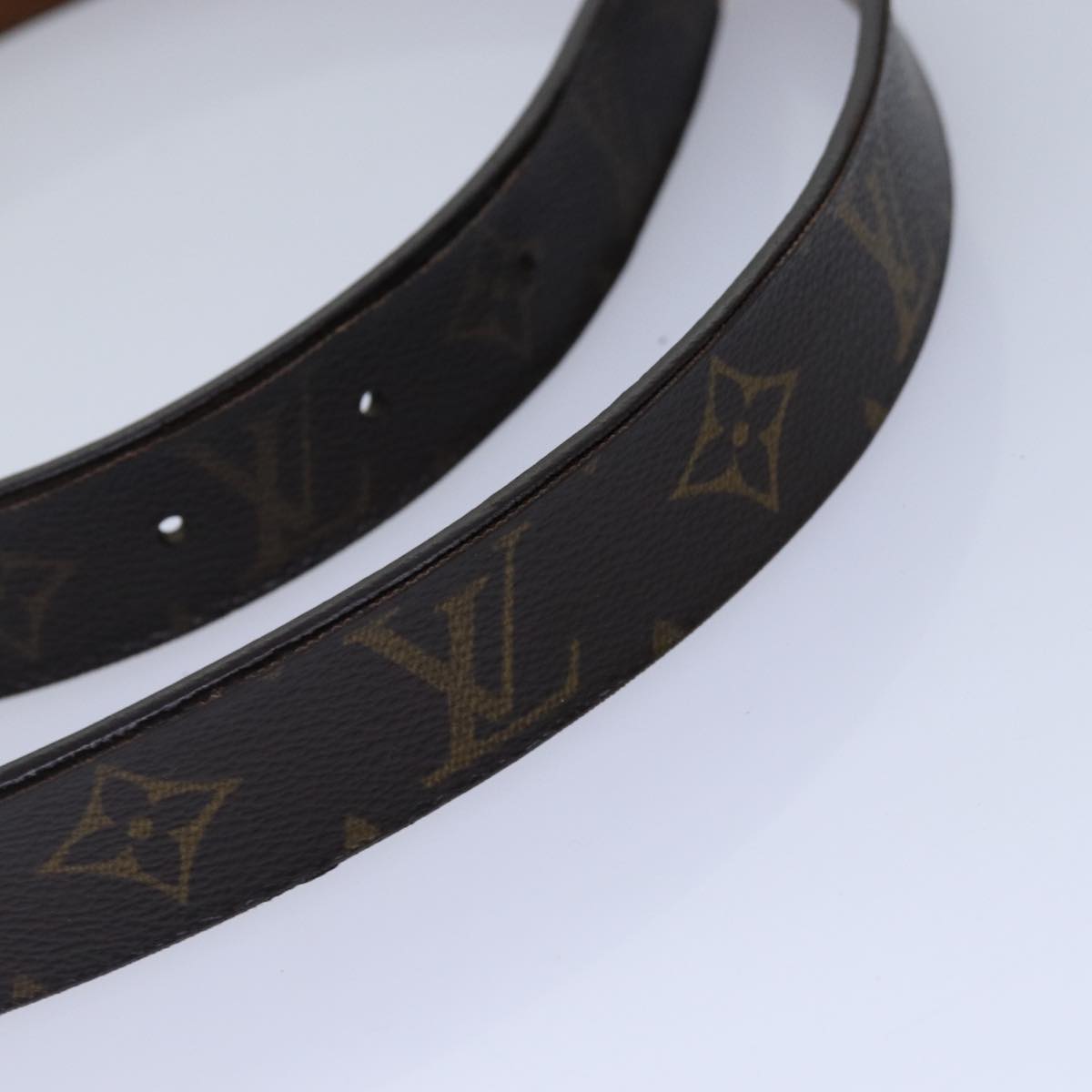 LOUIS VUITTON Monogram Ceinture Care Belt 48.4"" Gold M6800Y LV Auth bs17455