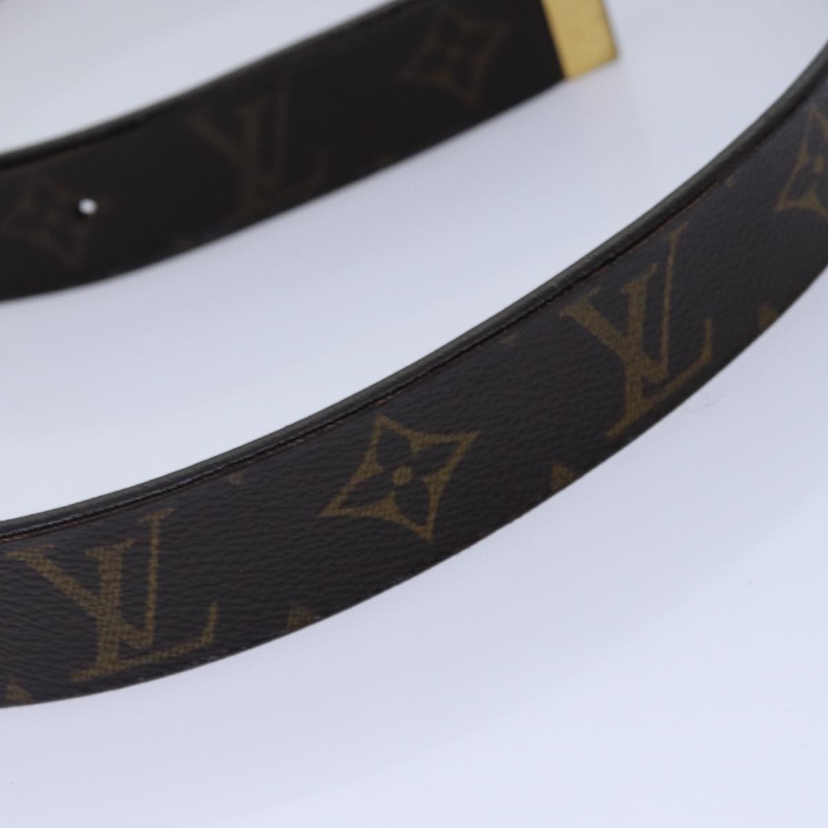 LOUIS VUITTON Monogram Ceinture Care Belt 48.4"" Gold M6800Y LV Auth bs17455