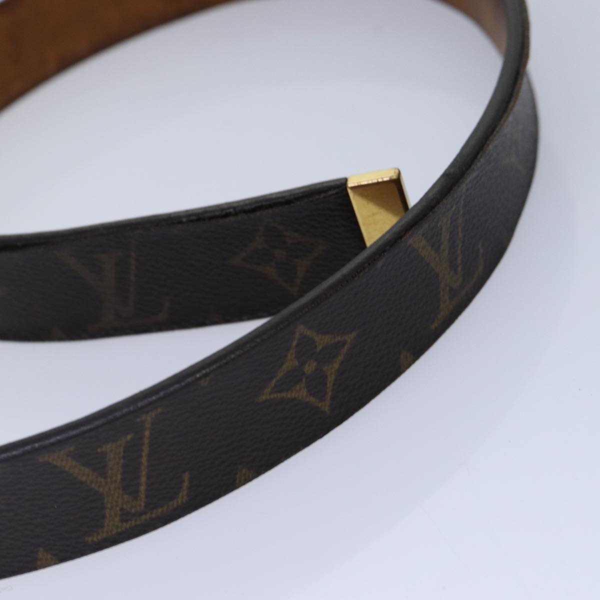 LOUIS VUITTON Monogram Ceinture Care Belt 48.4"" Gold M6800Y LV Auth bs17455