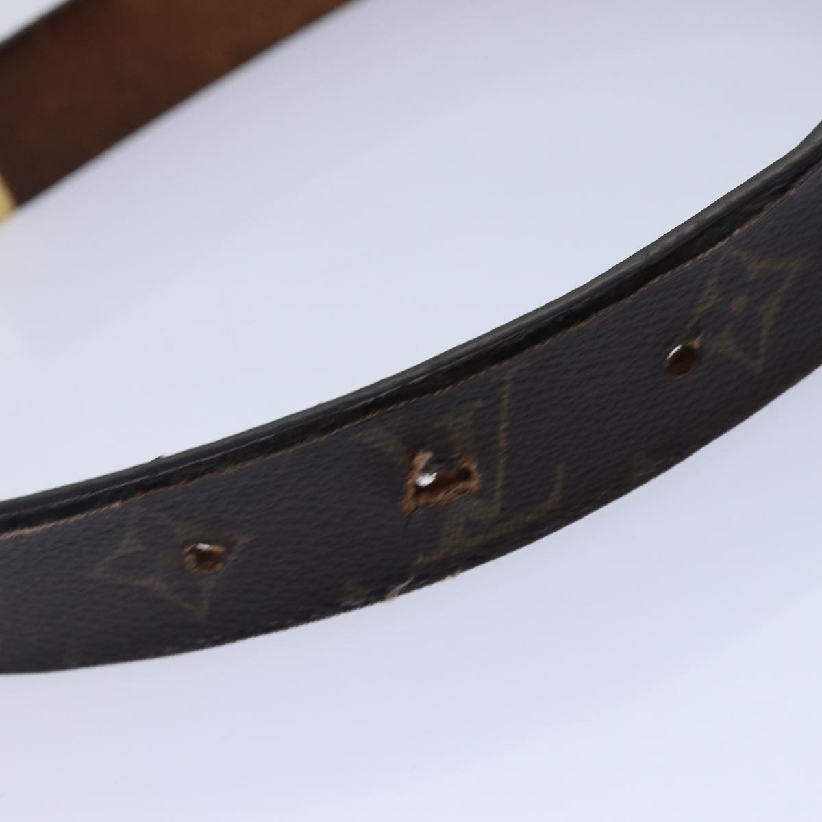 LOUIS VUITTON Monogram Ceinture Care Belt 48.4"" Gold M6800Y LV Auth bs17455