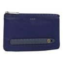FENDI Clutch Bag Leather Blue Silver Auth bs17465-1
