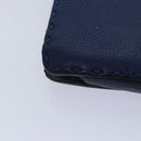 FENDI Clutch Bag Leather Blue Silver Auth bs17465-15