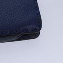 FENDI Clutch Bag Leather Blue Silver Auth bs17465-16