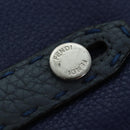 FENDI Clutch Bag Leather Blue Silver Auth bs17465-8