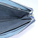 FENDI Clutch Bag Leather Blue Silver Auth bs17465-18
