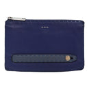 FENDI Clutch Bag Leather Blue Silver Auth bs17465-13