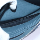 FENDI Clutch Bag Leather Blue Silver Auth bs17465-11