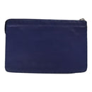 FENDI Clutch Bag Leather Blue Silver Auth bs17465-2