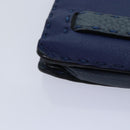 FENDI Clutch Bag Leather Blue Silver Auth bs17465-7