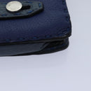 FENDI Clutch Bag Leather Blue Silver Auth bs17465-14