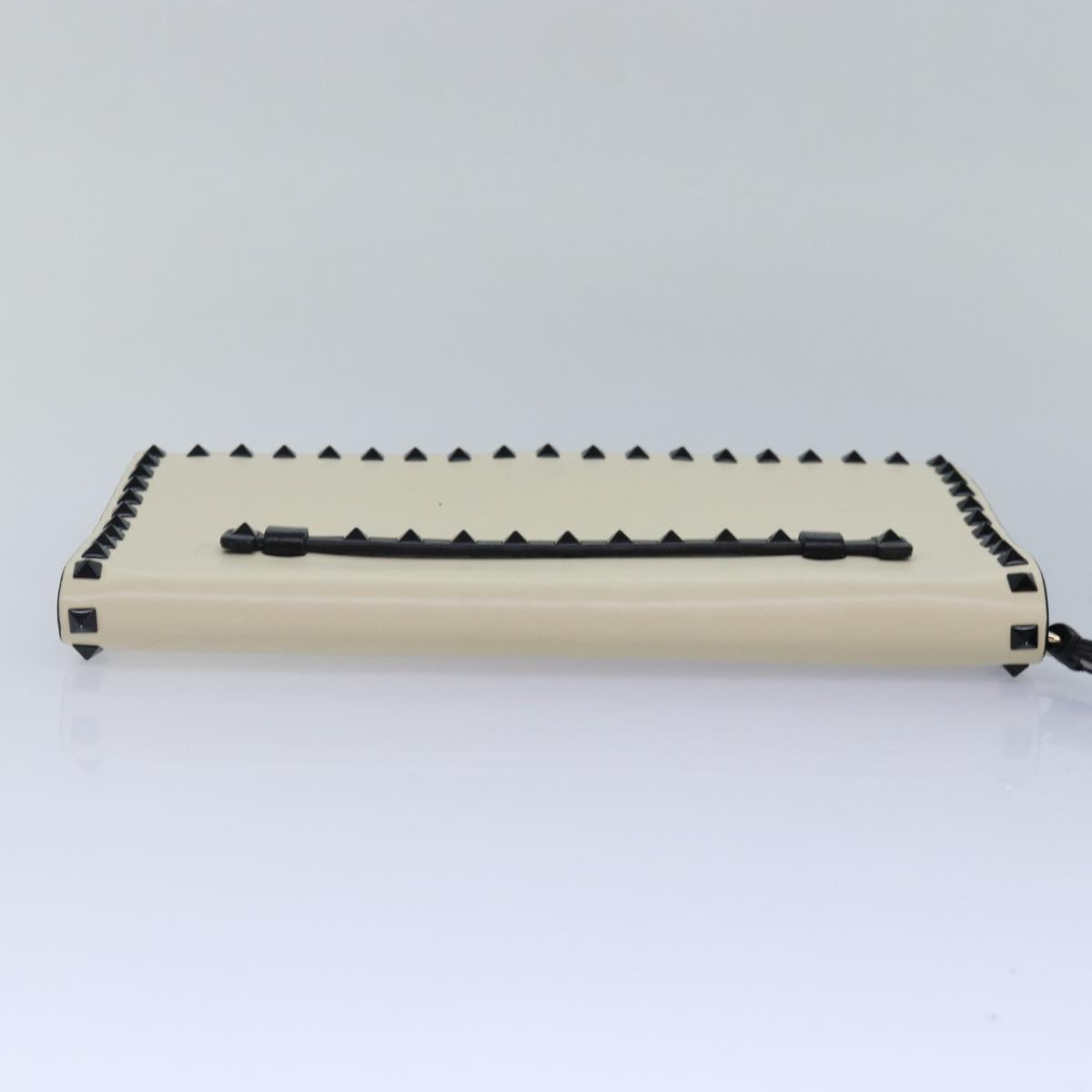 VALENTINO Clutch Bag Leather Black White Auth bs17474