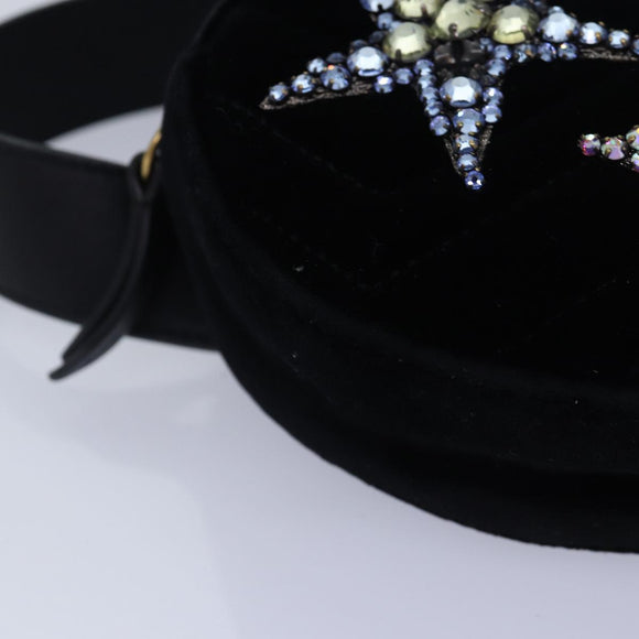 GUCCI Waist bag Velor Black Gold 476434 Auth bs17475M