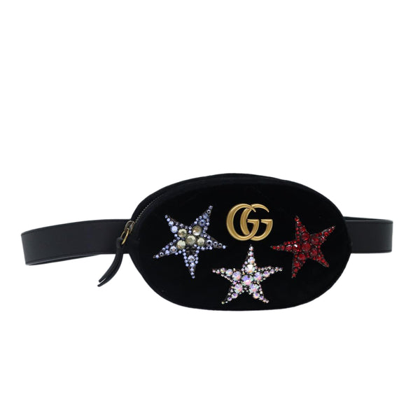 GUCCI Waist bag Velor Black Gold 476434 Auth bs17475M