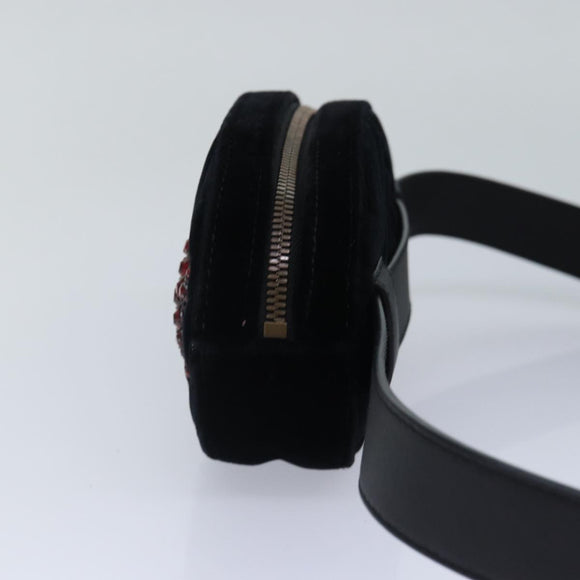 GUCCI Waist bag Velor Black Gold 476434 Auth bs17475M