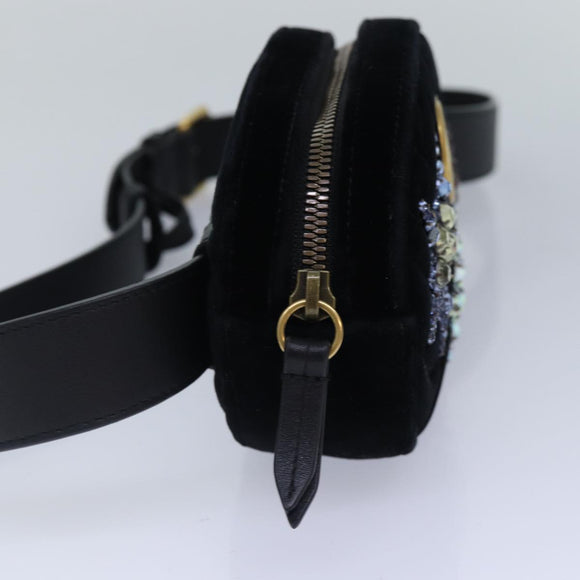 GUCCI Waist bag Velor Black Gold 476434 Auth bs17475M