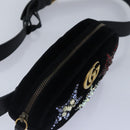 GUCCI Waist bag Velor Black Gold 476434 Auth bs17475M-6