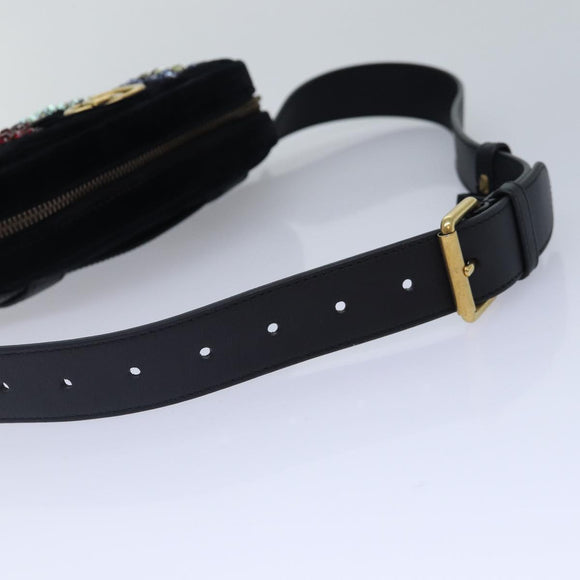 GUCCI Waist bag Velor Black Gold 476434 Auth bs17475M