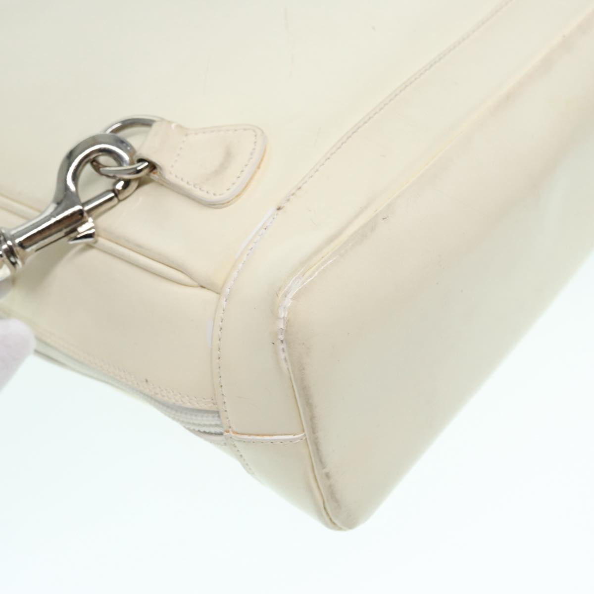 GUCCI Bamboo Shoulder Bag Nylon White Silver 003 2058 0059 5 Auth bs17479