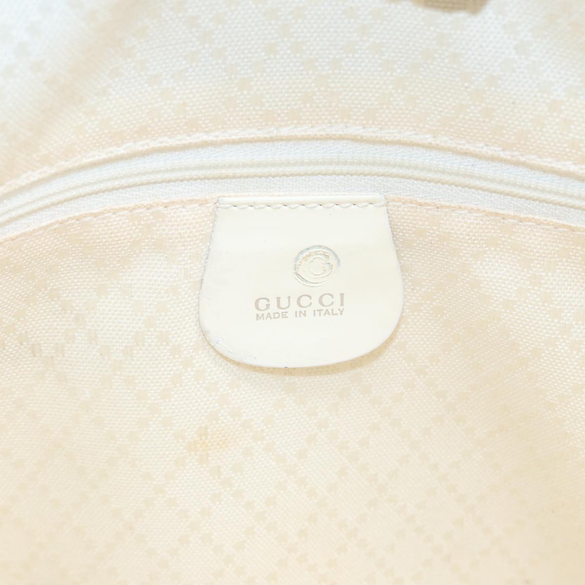 GUCCI Bamboo Shoulder Bag Nylon White Silver 003 2058 0059 5 Auth bs17479