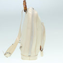 GUCCI Bamboo Shoulder Bag Nylon White Silver 003 2058 0059 5 Auth bs17479-5