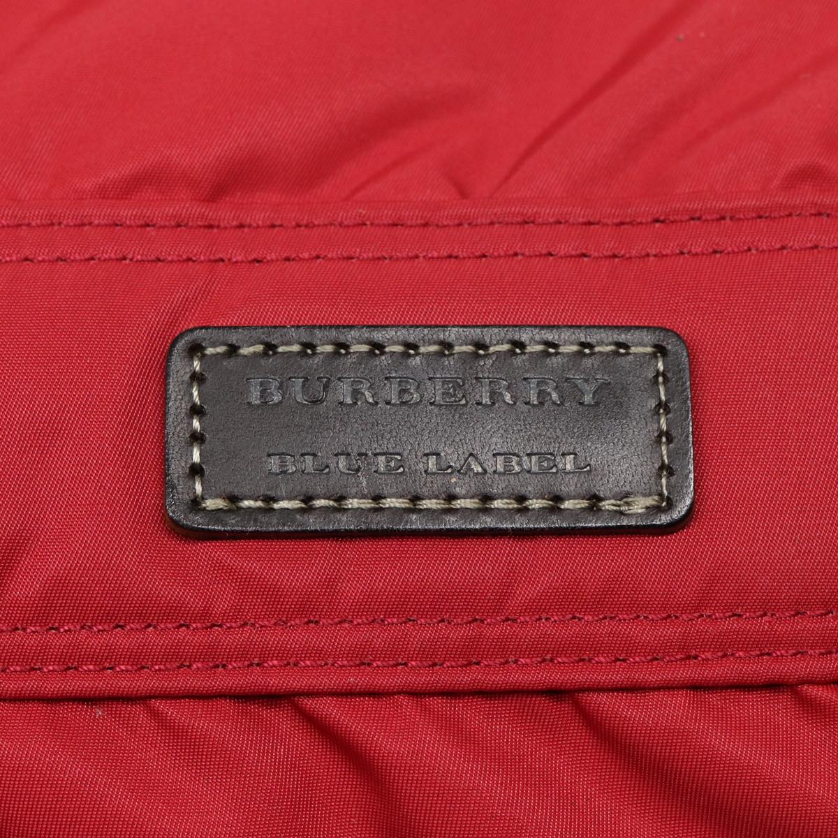 BURBERRY Blue Label Boston Bag Nylon 2way Red Silver Auth bs17480