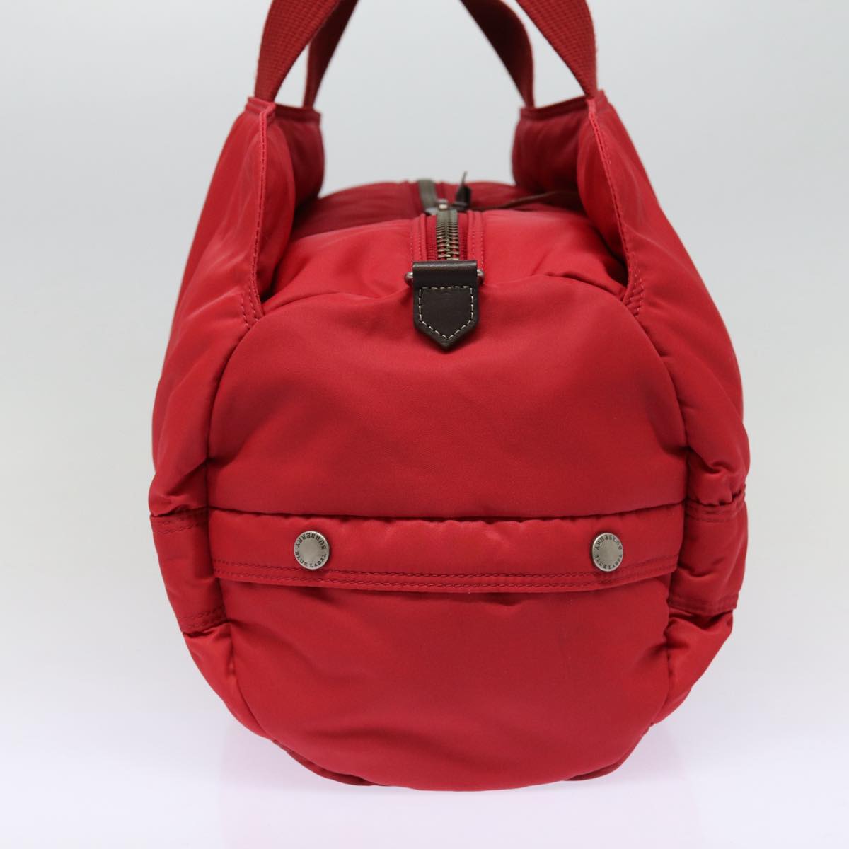 BURBERRY Blue Label Boston Bag Nylon 2way Red Silver Auth bs17480