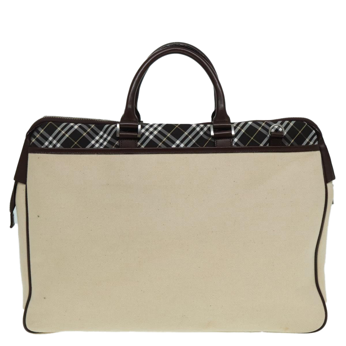 BURBERRY Nova Check Black label Hand Bag Canvas Beige Auth bs17482