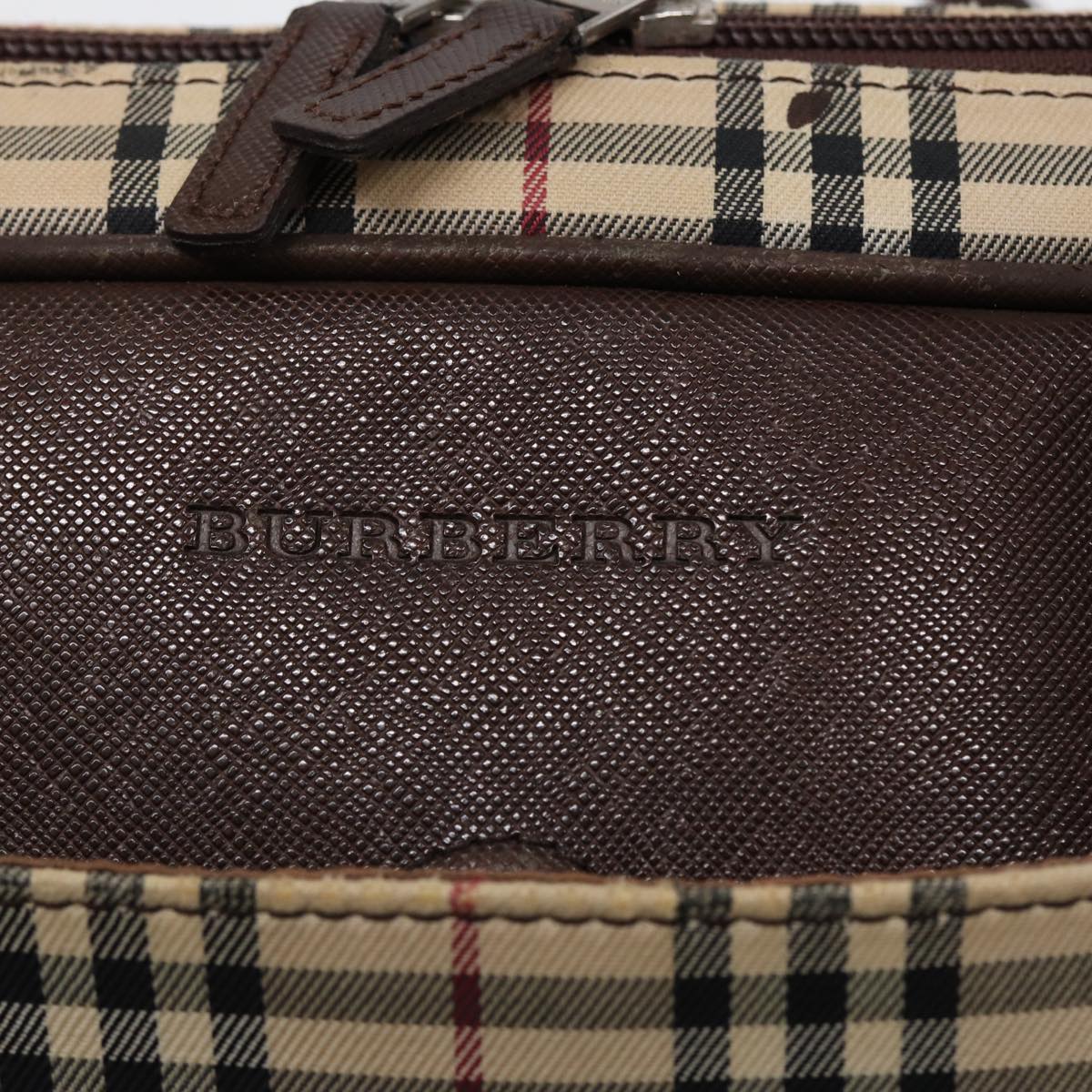 BURBERRY Nova Check Shoulder Bag Canvas Beige Silver Auth bs17483