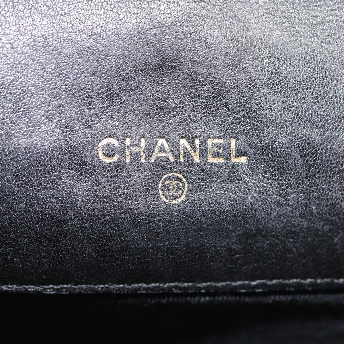 CHANEL Bicolore Wallet Leather Black Gold CC Auth bs17489