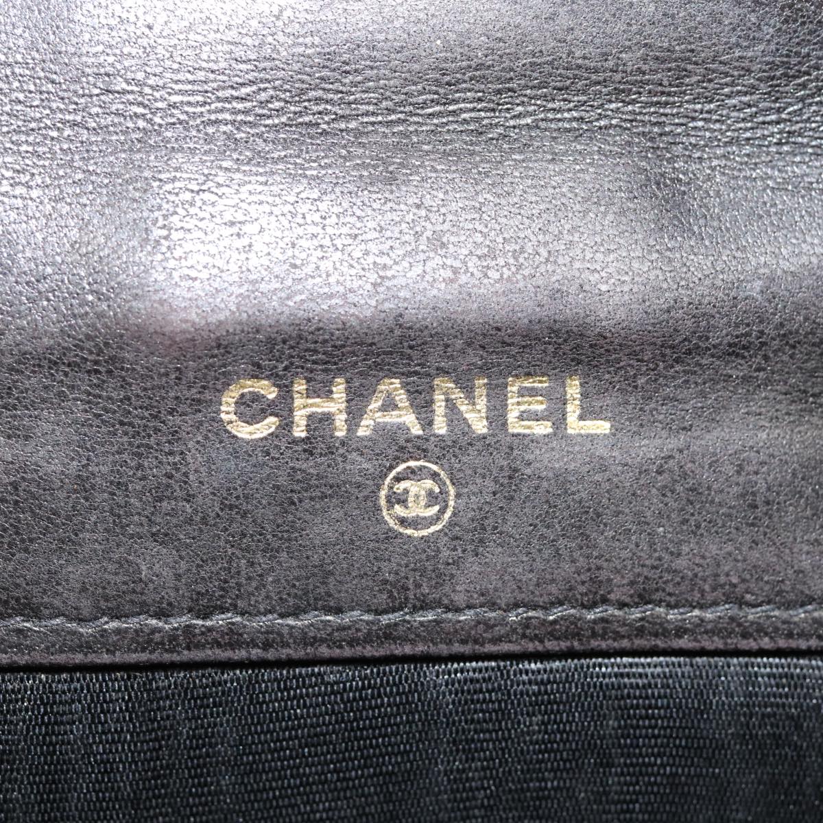 CHANEL Wallet Leather Black Gold CC Auth bs17493