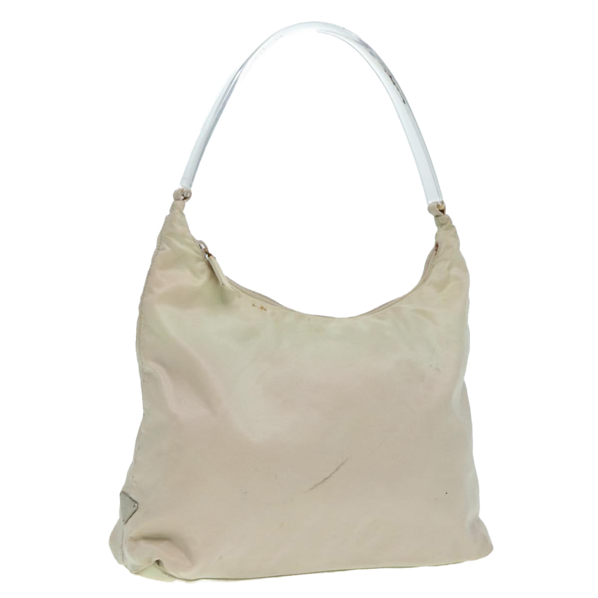 PRADA Hand Bag Nylon Beige Auth bs17497