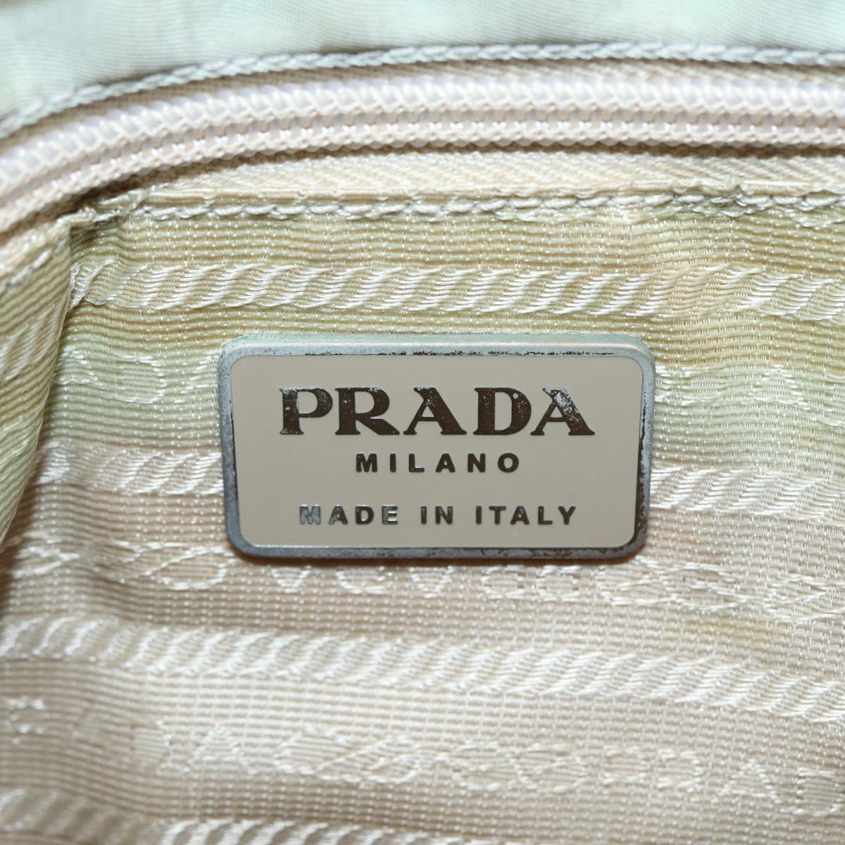 PRADA Hand Bag Nylon Beige Auth bs17497