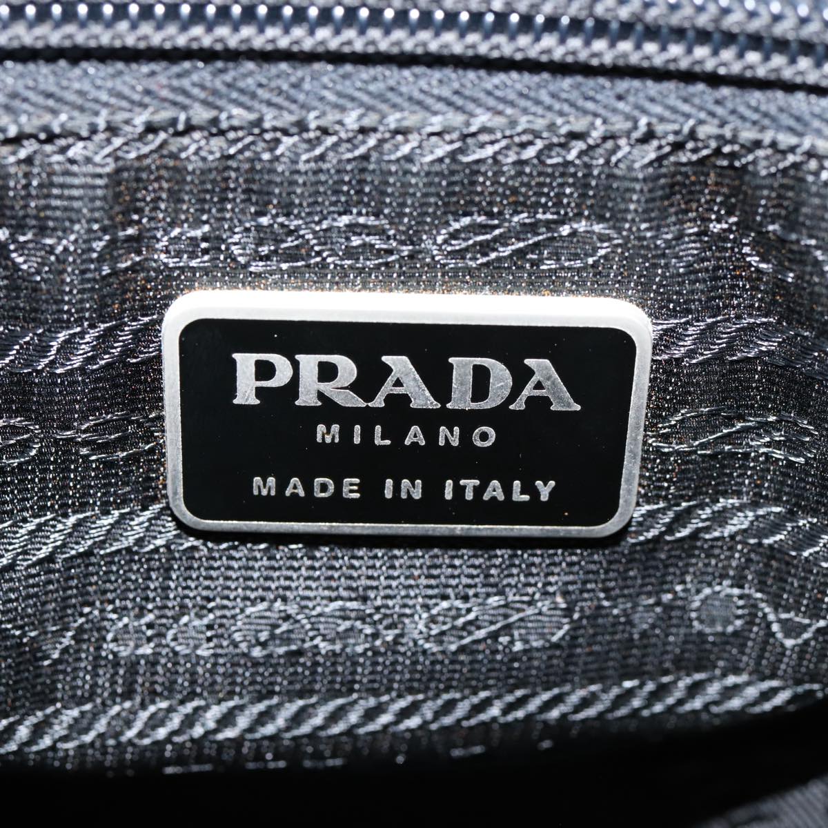 PRADA Shoulder Bag Nylon Brown Silver Auth bs17504