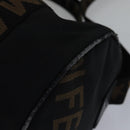 FENDI Boston Bag Nylon 2way Black Silver 2305 26420 098 Auth bs17513-10