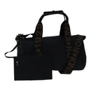 FENDI Boston Bag Nylon 2way Black Silver 2305 26420 098 Auth bs17513-1