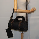 FENDI Boston Bag Nylon 2way Black Silver 2305 26420 098 Auth bs17513-24