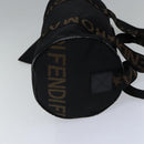 FENDI Boston Bag Nylon 2way Black Silver 2305 26420 098 Auth bs17513-3