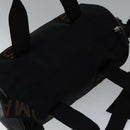 FENDI Boston Bag Nylon 2way Black Silver 2305 26420 098 Auth bs17513-6