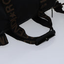 FENDI Boston Bag Nylon 2way Black Silver 2305 26420 098 Auth bs17513-7