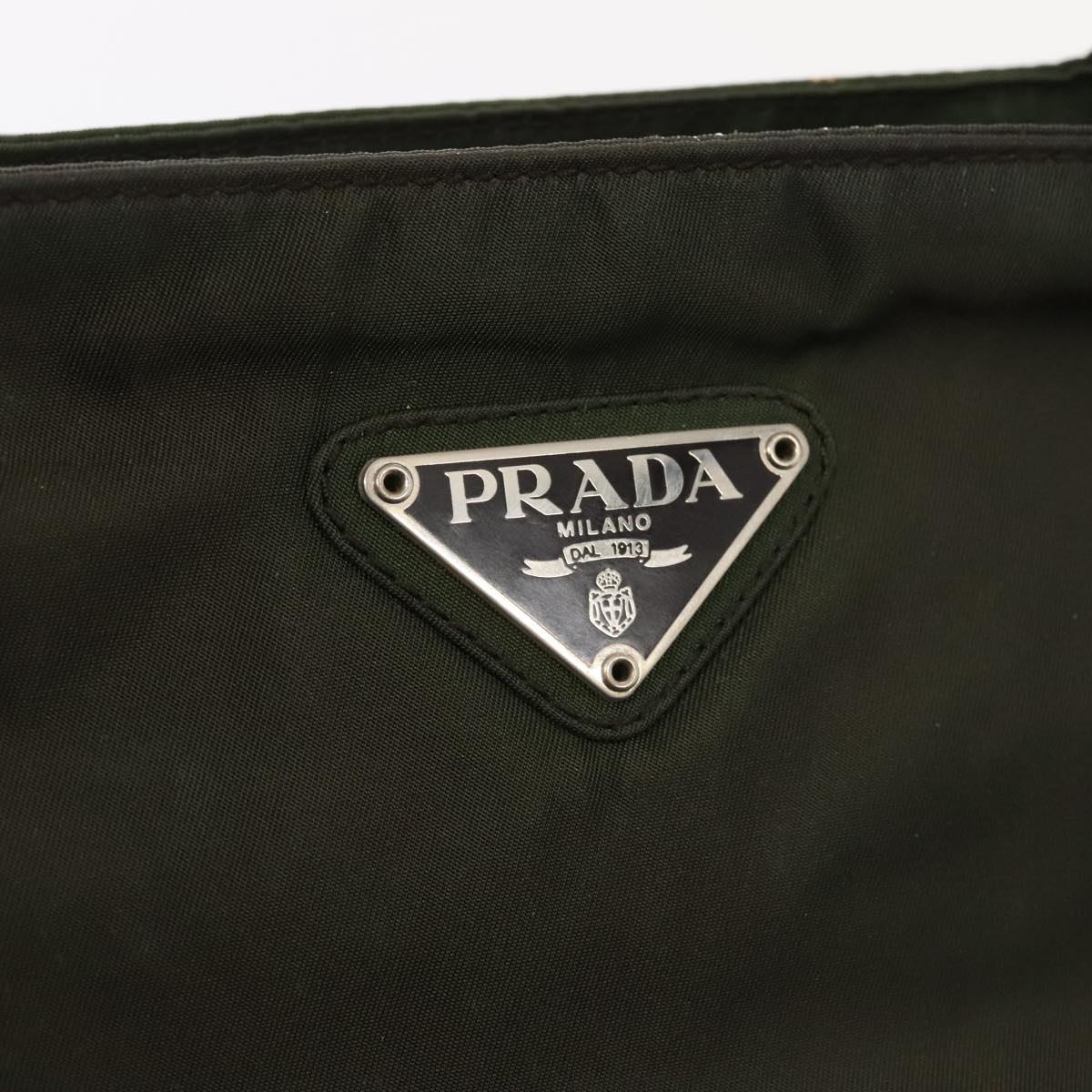 PRADA Hand Bag Nylon Green Silver Auth bs17514