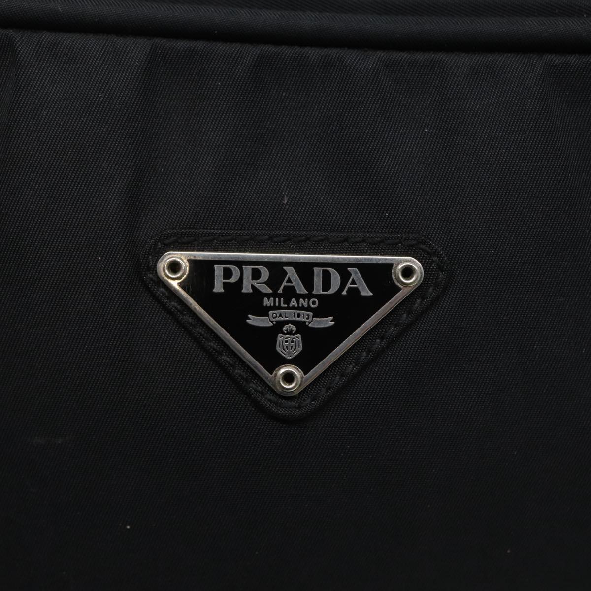 PRADA Hand Bag Nylon Black Silver Auth bs17516