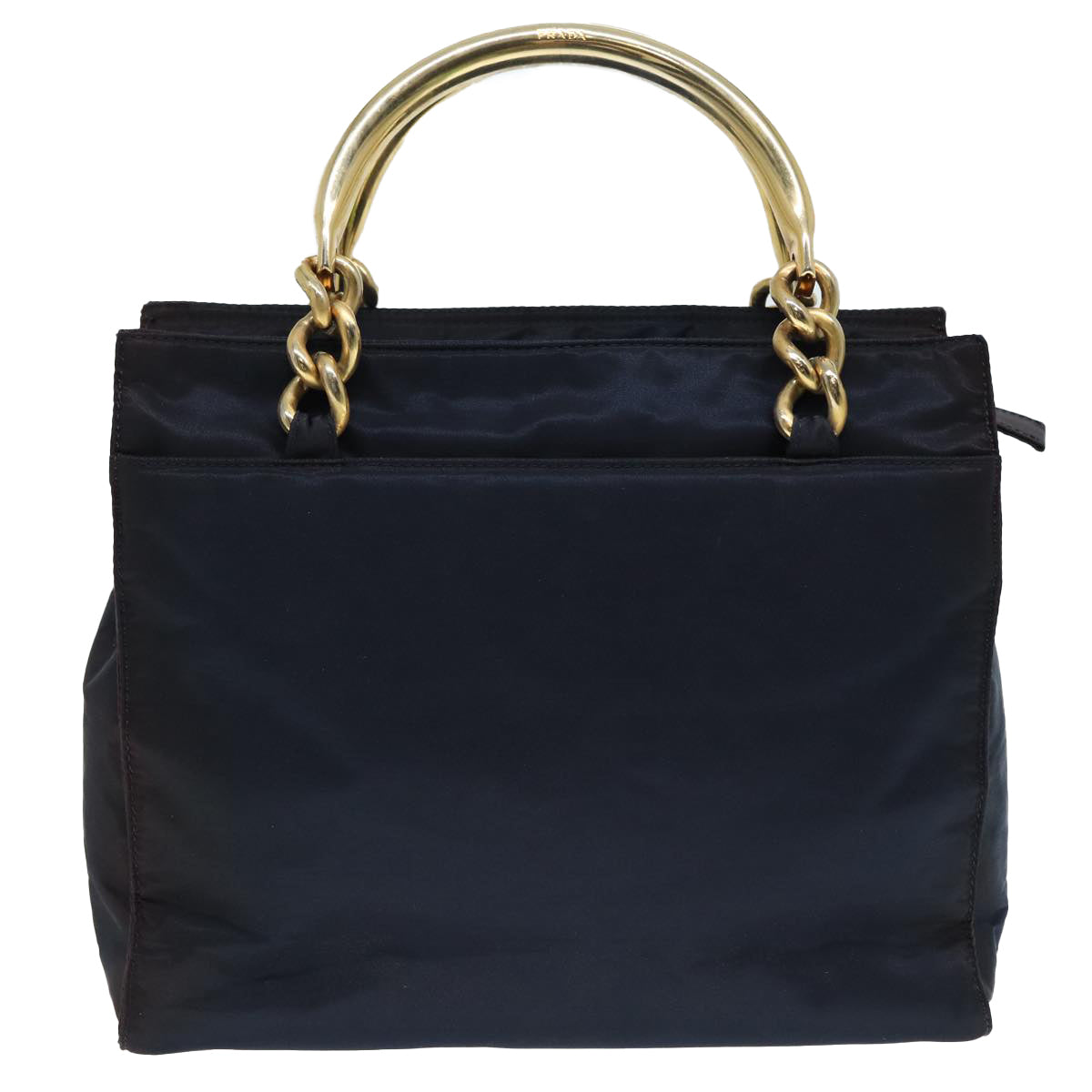 PRADA Hand Bag Nylon Navy Gold Auth bs17517 - 0