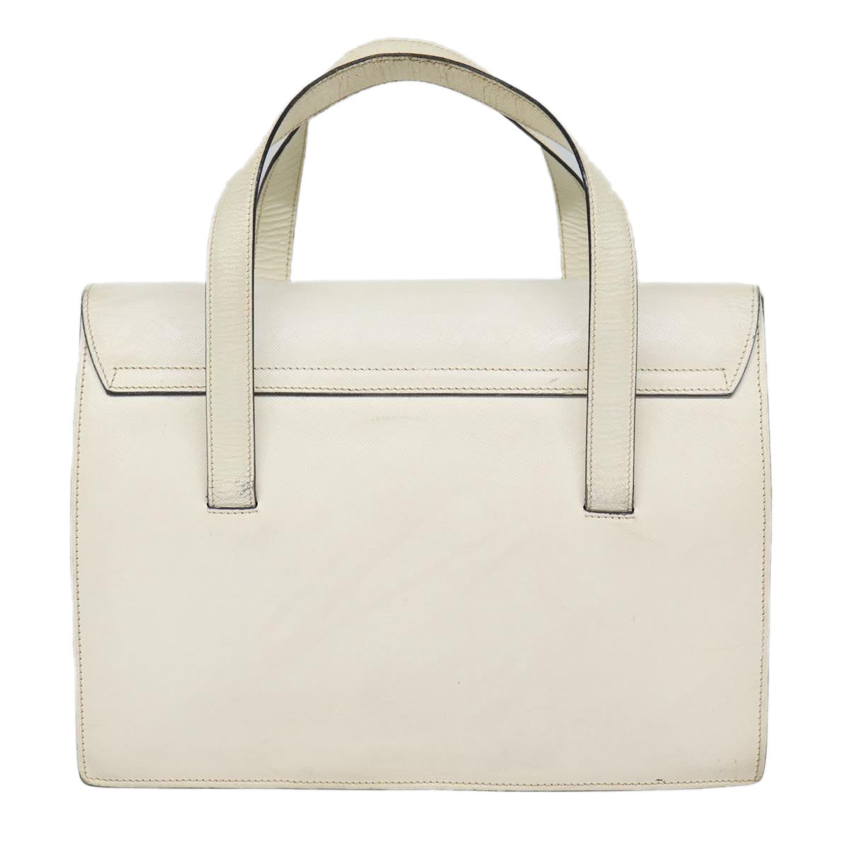 PRADA Hand Bag Leather White Gold Auth bs17520 - 0