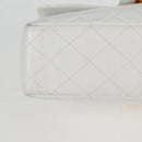 CHANEL Matelasse Double Face Chain Bag Lamb Skin White Gold CC Auth bs17533A-18