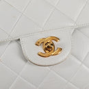 CHANEL Matelasse Double Face Chain Bag Lamb Skin White Gold CC Auth bs17533A-23