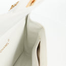 CHANEL Matelasse Double Face Chain Bag Lamb Skin White Gold CC Auth bs17533A-27