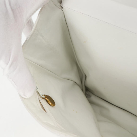 CHANEL Matelasse Double Face Chain Bag Lamb Skin White Gold CC Auth bs17533A