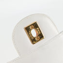 CHANEL Matelasse Double Face Chain Bag Lamb Skin White Gold CC Auth bs17533A-32
